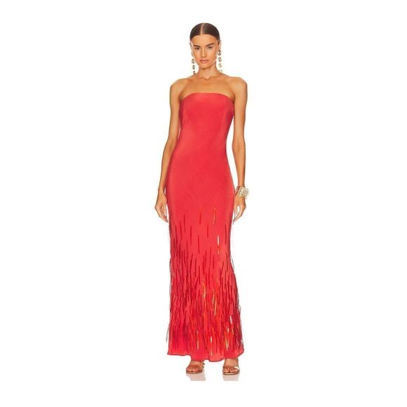 Cult Gaia Anisa Silk Gown in Rouge US6 - Picture 1 of 8